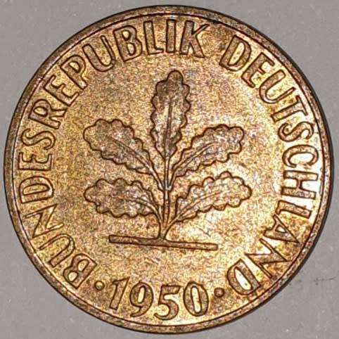 1950 G - 5 PFENNIG - FIVE PFENNIG - GERMANY - FEDERAL REPUBLIC - (Brass Clad Steel)